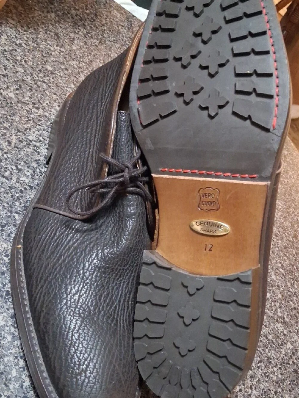 Alan Payne Brown Pebbled Shark Skin Leather Lace-Up Chukka Dress Boots Sz 12